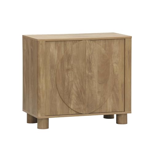 sweeek-Aparador exótico Efecto Madera de Mango con 2 Puertas, 80cm Efecto Madera Miel - 80x40x72 cm