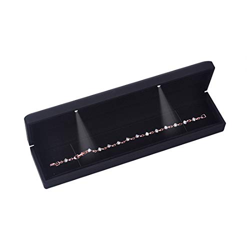 Isuperb Led Light Black Necklace Chain Bracelet Display Case Jewelry Storage Gift Box #TOP2
