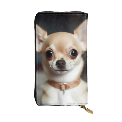 cute chihuahua Wallet for Men Women Long Purse Leather Clutch Large Business Handbag Travel Phone Holder Credit Card Holder Money Case with Zipper Leather Wallets Gift