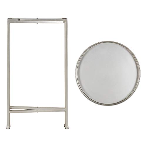 Image of Kate and Laurel Celia Round Metal Foldable Accent Table with Tray Top, 14 inch x 14 inch x 25.75 inch, Silver