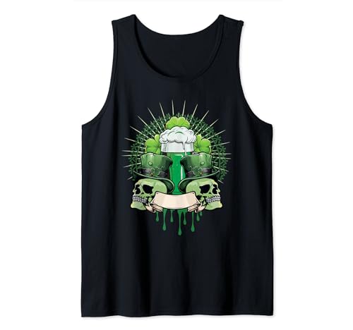 Skeleton Love Beer Beber St Paddys Día de San Patricio Camiseta sin Mangas
