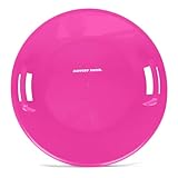 Slippery Racer Heavy-Duty Cold Resistant Downhill Pro Adults and Kids Plastic Outdoor Winter Saucer Disc Snow Sled with Handles (Pink, 1 Pack)