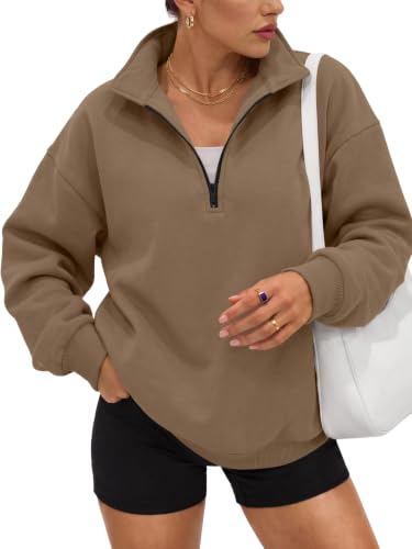 Image of Trendy Queen Women's Oversized Sweatshirts Half Quarter Zip Fleece Sweaters