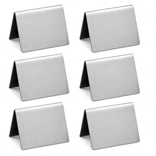 New Star Foodservice Stainless Steel Table Tent Sign, Silver, 2"x2" (Set of 6) image 3