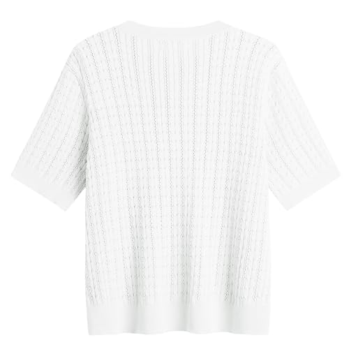 Image of Wowcarbazole Womens Summer Tops Short Sleeve Casual Crew Neck Fashion T Shirts Knit Pullover Sweater Trendy 2024