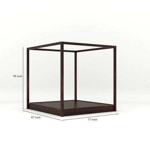 Image of Sheesham Solid Wood Poster Capital Bed for Home| Beautiful Bedroom (Dark Brown, Queen)