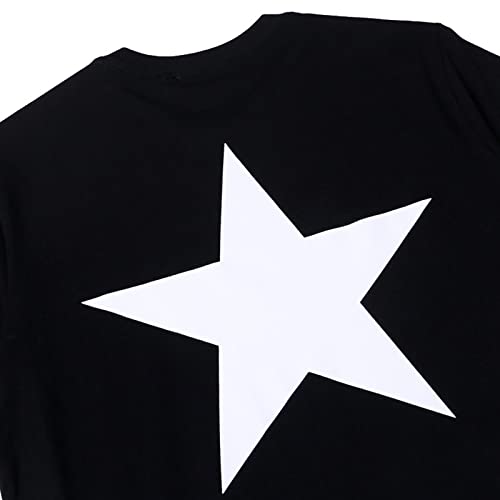 Medo de cor sólida cor sólida t-shirt de manga curta, pentagram letras meia-manga camisa de fundo wh