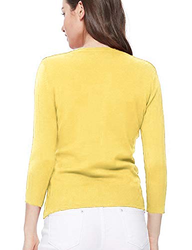 Image of Women's 3 /4 Sleeve Crew Neck Button Down Stretch Knit Cardigan Sweater (S-3XL)