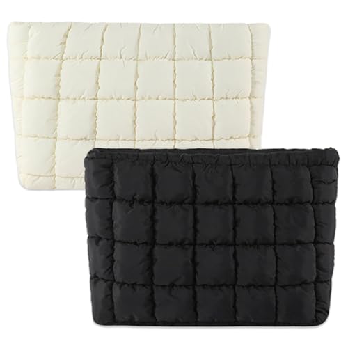 MLPKOI 2 Pcs Neceser Maquillaje, Bolsa de Maquillaje Grande, Bolsa de Aseo, Neceser Mujer, bBolsa de Cosméticos, Organizador de Cosmético con Cremallera para Compras, Viajes, Tarjetas(Blanco & Negro)