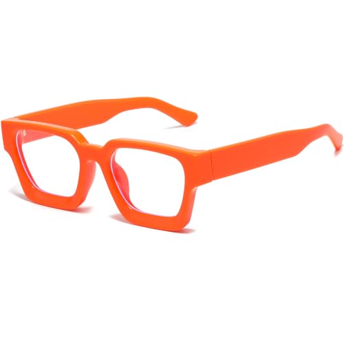 Image of AIEYEZO Square Thick Frame Glasses for Women Men Fashion Blue Light Glasses Trendy Chic Computer Eyeglasses
