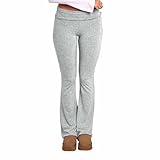 qfmqkpi Flare Leggings for Women Folded Waist Bodycon Stretch Bootcut Wide Leg Yoga Pants Light Gray M
