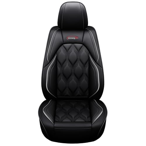 Congxy Universal Car Seat Covers waterproof leather Full Set, To Fit Most Cars, Side Airbag Compatible, Black Grey Standard