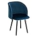 WOLTU Esszimmerstühle BH121bl-1 Küchenstuhl Wohnzimmerstuhl Polsterstuhl Design Stuhl mit Armlehne, Sitzfläche aus Samt, Gestell aus Massivholz, Blau
