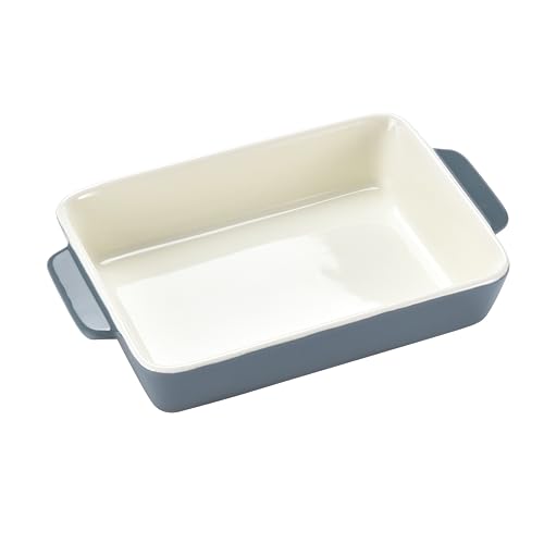Bandeja rectangular con asas Bruntmor de porcelana antiadherente fácil de limpiar 8