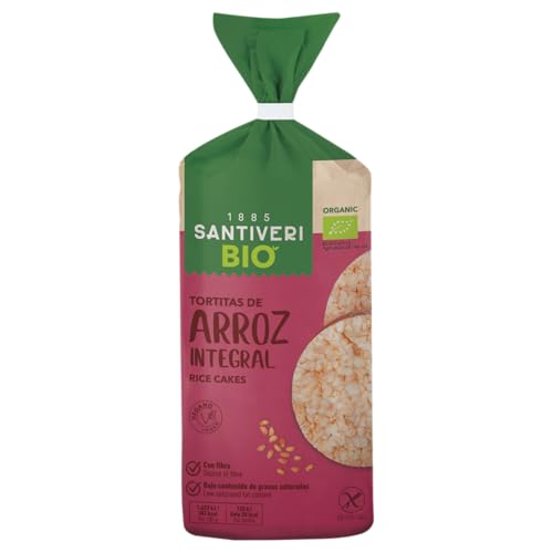 SANTIVERI - Tortitas Bio de Arroz Integral BIO - Con Fibra y Bajo Contenido de Grasas Saturadas - Ingredientes Procedents de Agricultura Ecológica - Vegano - 100g