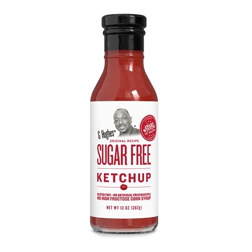 G Hughes Sugar Free Ketchup - Gluten Free, Preservation Free, Low Carb Ketchup, No Sugar Added Condiments - 13 Oz (1-Pack)