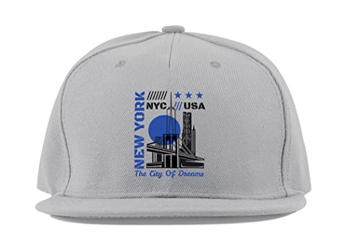 Casquette New York en coton gris anti-transpiration avec visière plate protectrice