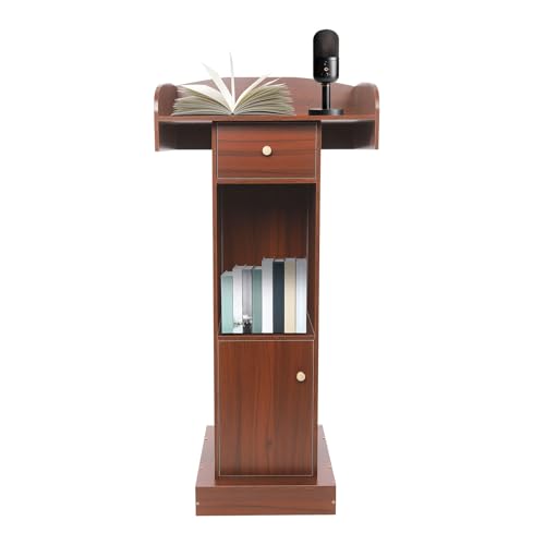 Wood Podium Stand Lectern with Storage& Drawer Wooden Standing Pulpit for Church Office School Home Conference Restaurant Meeting Auditorium