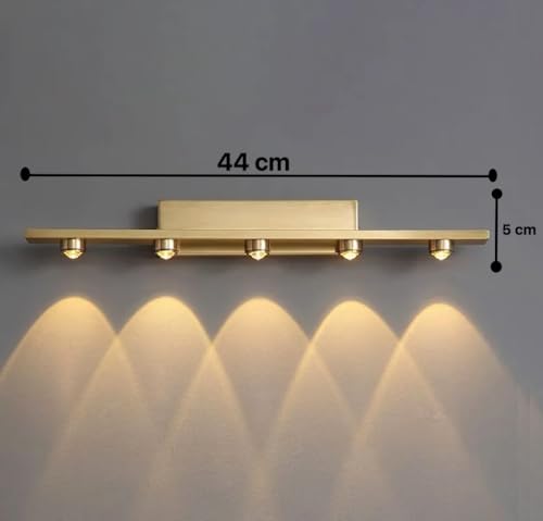 Image of Groeien 5 LED Golden 5 watt Wall Sconce Bathroom Vanity Indoor Outdoor Light Fixtures for Mirror, Hallway,Bedroom,Indoor Wall Light(Luxebeam-5LED)