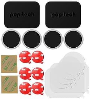 pop-tech 3M Phone Magnet Plate with Sticky Adhesive Backing Replacement Tapes Metal Plate for iPad iPhone in Car Home Grip Mount Base for Samsung etc