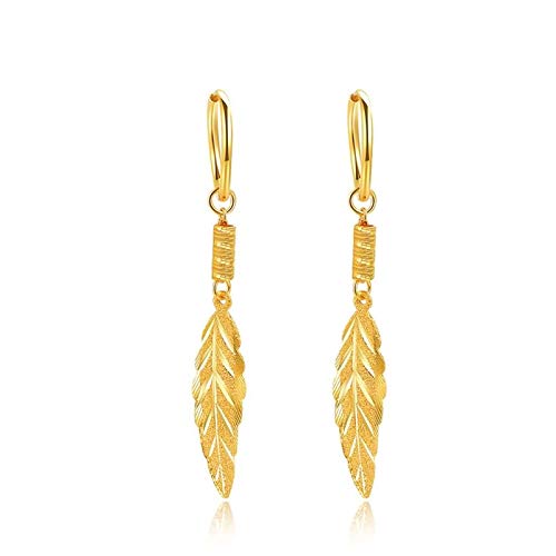 31F6T5Nk76L - Epinki Pendientes Mujer Oro 18K Hoja Pendientes de Novia Boda Joyería Regalo