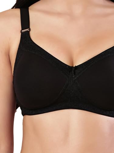 Image of Women's Seamless Padded Bra | Full Coverage | Cotton Stretch Fabric and Nylon Lace | Broad Adjustable Straps