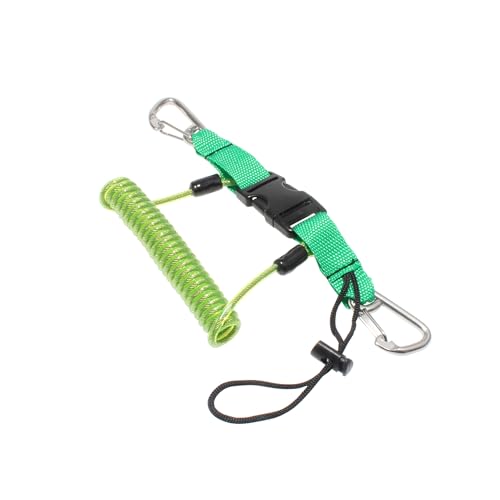 DiveTec Premium Scuba Diving Retractable Lanyard – Double Head 316 Stainless Steel Clip, Spiral Core, Anti-Loss, Quick-Release Buckle for Secure Diving (Green)