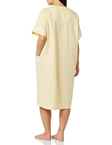 AmeriMark Women Calf-Length Snap Front Knit Duster House Coat Robe – Loose-Fitting Plush Bathrobe - Short Sleeve Bath Robe3