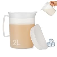 Premium-Wasserkrug aus Kunststoff 2l - BPA-frei, Multifunktional für Feiern und Aktivitäten im Freien, Wasserkrug aus Kunststoff in weißer Farbe (WEISS TRANSLUZENT)