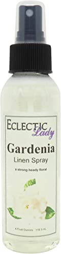 Gardenia Linen Spray (Double Strength), 2 ounces - Eclectic Lady Sheet and Linen Spray - No Artificial Colors, Parabens, or Preservatives - Long-Lasting Scent for Bed, Fabric & Pillow