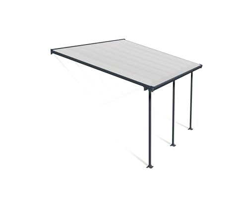 Canopia by Palram Terrassenüberdachung Alu Feria 3X4.25 Polycarbonat Hohlkammerplatten Pergola 425 x 300 cm Grau zur Überdachung ihrer Terrasse