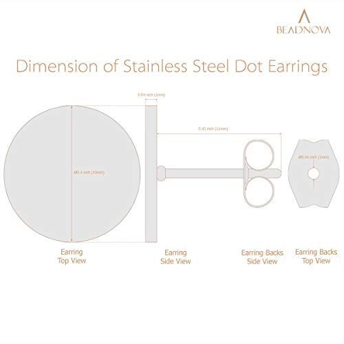 BEADNOVA Stud Earrings Flat Circle Piercing Dot Earrings Stainless Disc Post Earrings for Women (2-10mm, Silver, 1-3 pairs)3