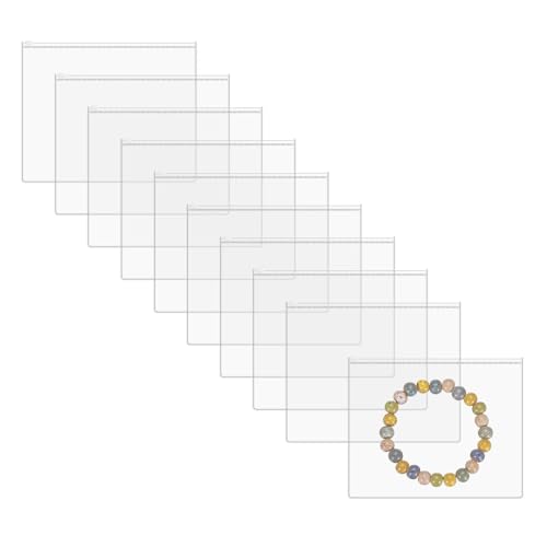QUARKZMAN 10 Piezas Bolsas De Joyería De PVC, 9.8 X 7.9 Pulgadas Bolsas Autosellantes Transparentes con Cremallera Bolsas De Plástico con Cierre para Almacenamiento Y Venta