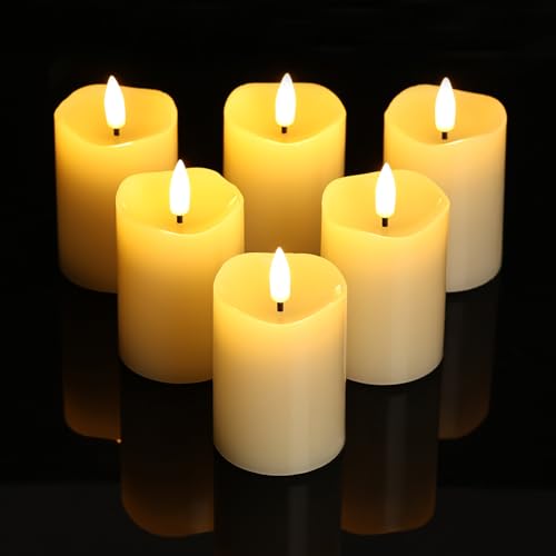 Velas sin llama seguras para niños y mascotas juego de 6 pequeños pilares LED parpadeantes