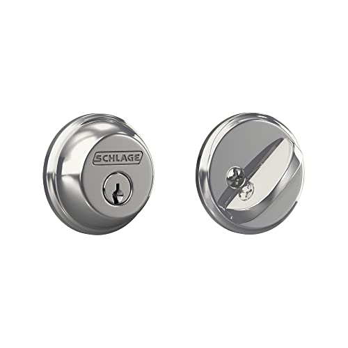 Image of Schlage Single Cylinder Front Door Deadbolt, Bright Chrome