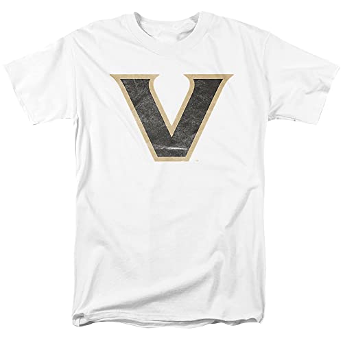 Vanderbilt University Official Distressed Primary Unisex Adult T-Shirt White Medium