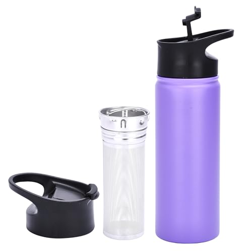 Auxesia Botella de agua con infusor de frutas, vaso aislado de acero de metal con inserto de infusor, infusión de sabor de té de hojas sueltas, botellas de viaje para bebidas frías y calientes, agua