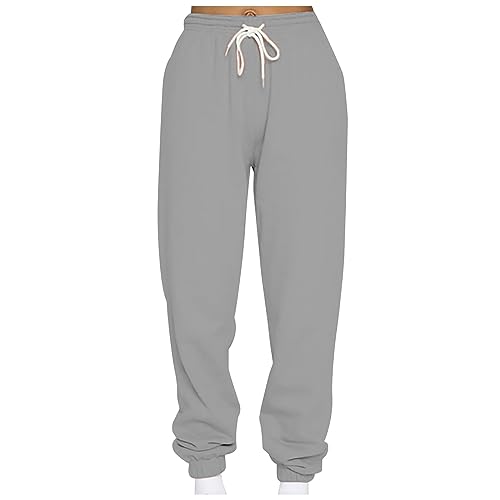 Womens Sweatpants High Waist Pants Cinch Bottom Joggers Lightweight Workout Athletic Fitness Trousers Activewear Dark Gray