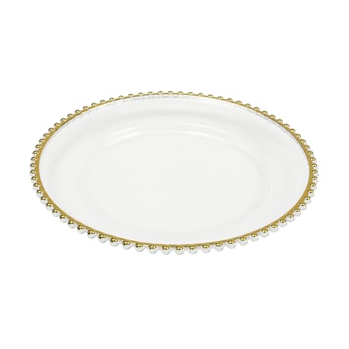 Platos Decorativos Redondos con Cuentas Doradas x25