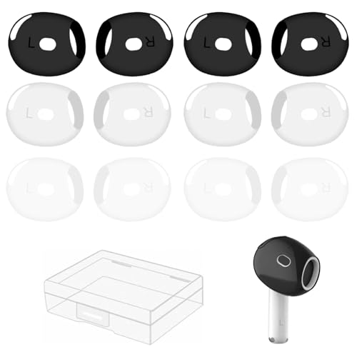 ASOMI 6 pares de auriculares antideslizantes compatibles con AirPods 4 - Cubierta de gel de silicona suave ultra delgada
