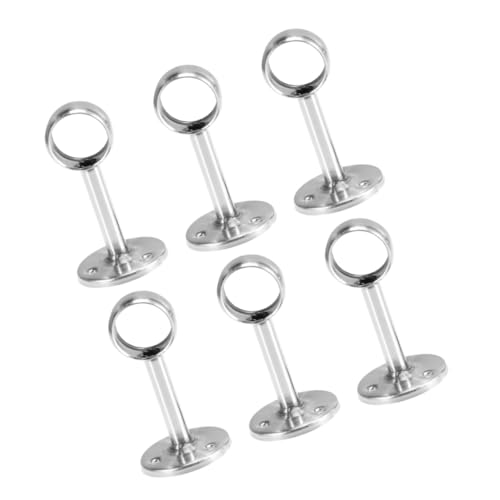 HOOTNEE 6pcs Stainless Steel Hanging Rod Holder Wardrobe Rail Support Bracket for Closet Organization Easy Installation Pipe Bracket for Home Storage