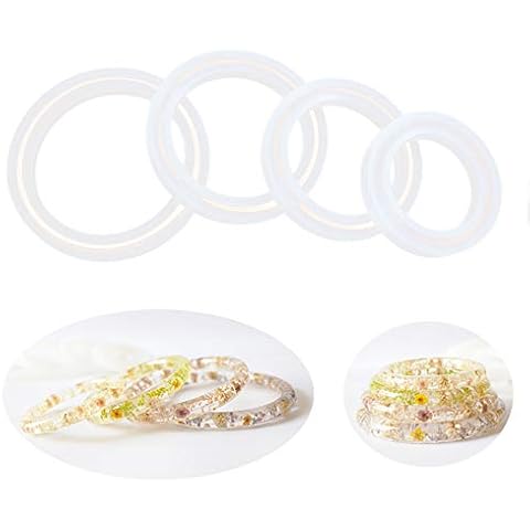 VERTTEE Large Size DIY 4 PCS Different Size Liquid Bracelet Silicone Mould Mold Round for Resin Curve Bangle Bracelet Jewelry Making Casting Mould Handmade Craft Cover