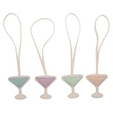 Ciieeo Llavero Colgante de Copas de Vino de Sintética 4 Unidades en Colores Violeta, Azul, Rosa y Verde, Marcador Decorativo para Copas de Tallo Adecuado para Fiestas y Accesorios