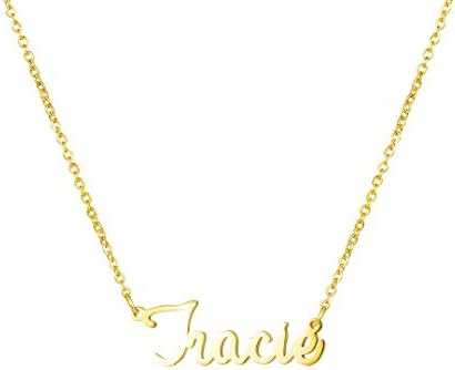 Yiyang Personalized Name Necklace 18K Gold Plated Stainless Steel Pendant Jewelry Birthday Gift for Girls