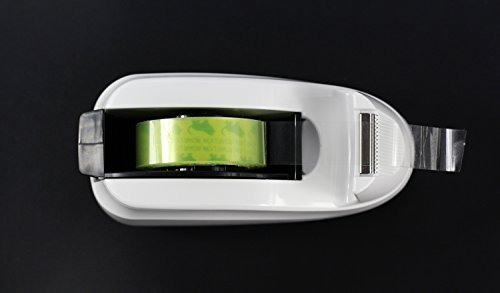 BeeChamp Dispensador de fita de mesa antiderrapante base pesada com uma mão, Branco, 12*7*6cm