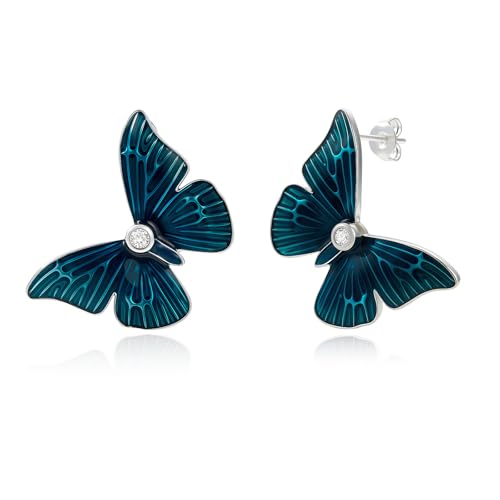 Cicy Bell Butterfly Silver Plated Stud Earrings for Women Trendy Cubic Zirconia Elegant Animal Earrings Jewelry Wedding Party Gifts - Main Image