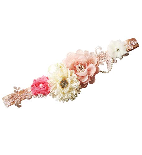 FANFAN Pregnant Wedding Belt Bridal Applique Sash Belt Maternity Satin Belt Y01 (Blush)
