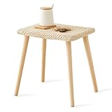 Wimarsbon 15.7'' Natural Seagrass Side Table, Small End Table Modern Home Decor Accent Table for Living Room, Bedroom, Easy Assembly Bedside Table (Corn Husk)