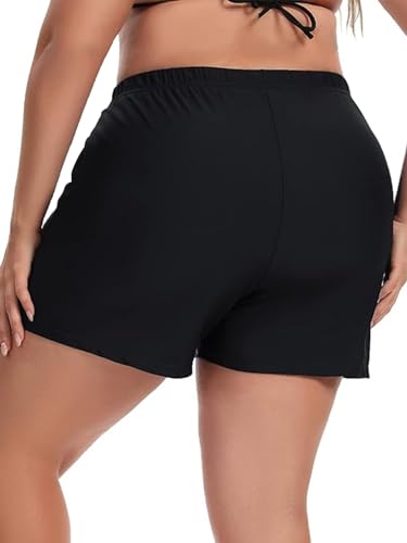 Women's Plus Size Swim Shorts High Waisted Bathing Suit Bottoms Long Swimsuit Board Short Tankini Trunks with Pocket2