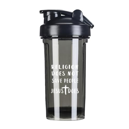 Religion Does Not Save People Jesus Does 18 Ounce Shaker Cup,Fashion Theme Pattern Shaker Bottle Leak-proof Workout Shake Bottles 500ML/18 oz Perfect for Pre Workout